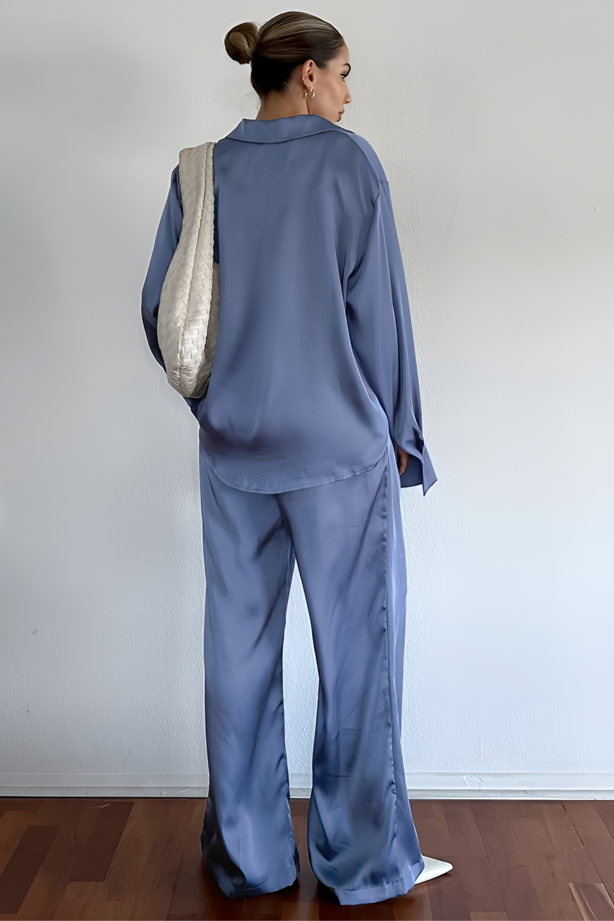 Satin Shirt Wide Leg Set