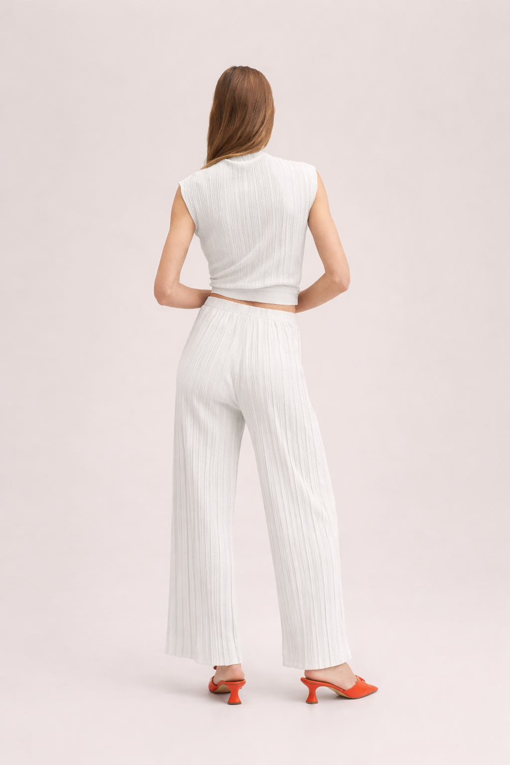 White Pleated Co Ord Set - Co-Ord Set | 8j03aj-k6.myshopify.com