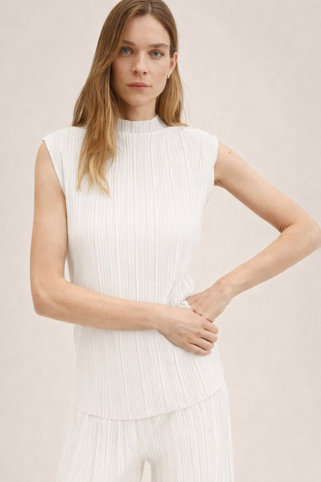 White Pleated Co Ord Set - Co-Ord Set | 8j03aj-k6.myshopify.com